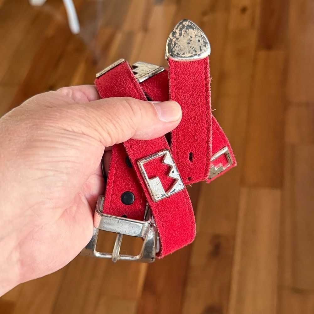 VINTAGE red suede Roper belt